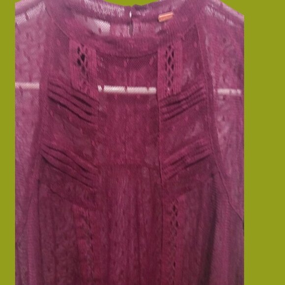 Free People Deep Purple Sheer Lace Sleeveless Top Size XSmall - Picture 5 of 16